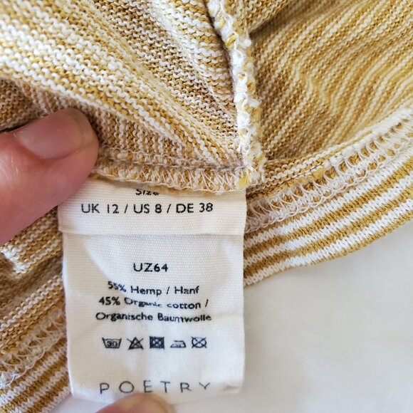 POETRY Hemp Organic Cotton Button Up Neutral Blouse Size 8 - Picture 10 of 15